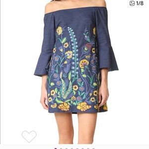 Alice + Olivia Blue Floral Embroidered Mini Dress
